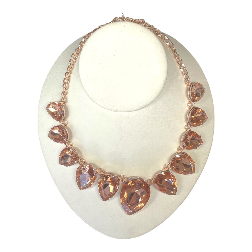 Peach crystal statement bauble necklace